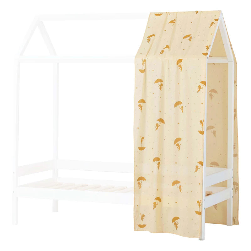 Hoppekids Ole Lukoie Bed Curtain for House Bed, Yellow-Little Nordic