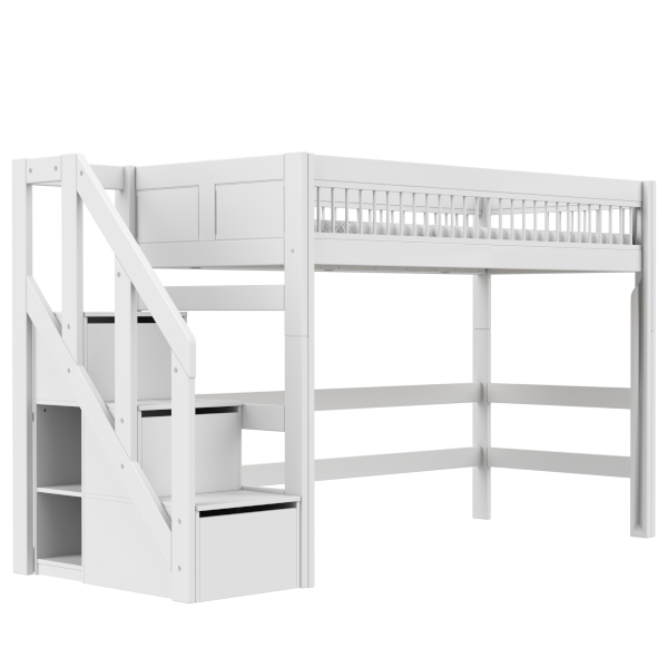 Low loft bed with stepladder - Breeze-Little Nordic