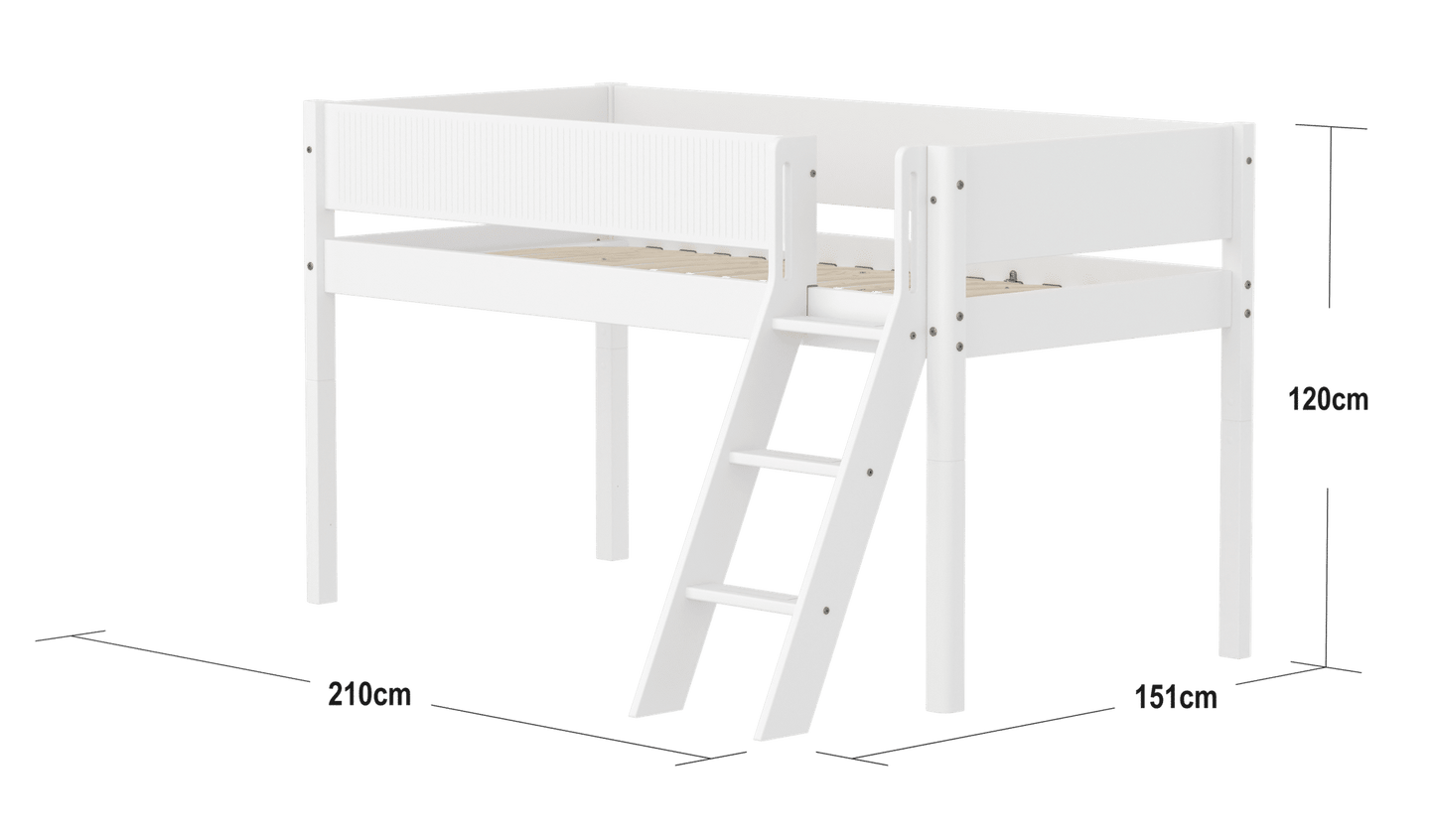 FLEXA Mid-high bed with slanting ladder-Little Nordic