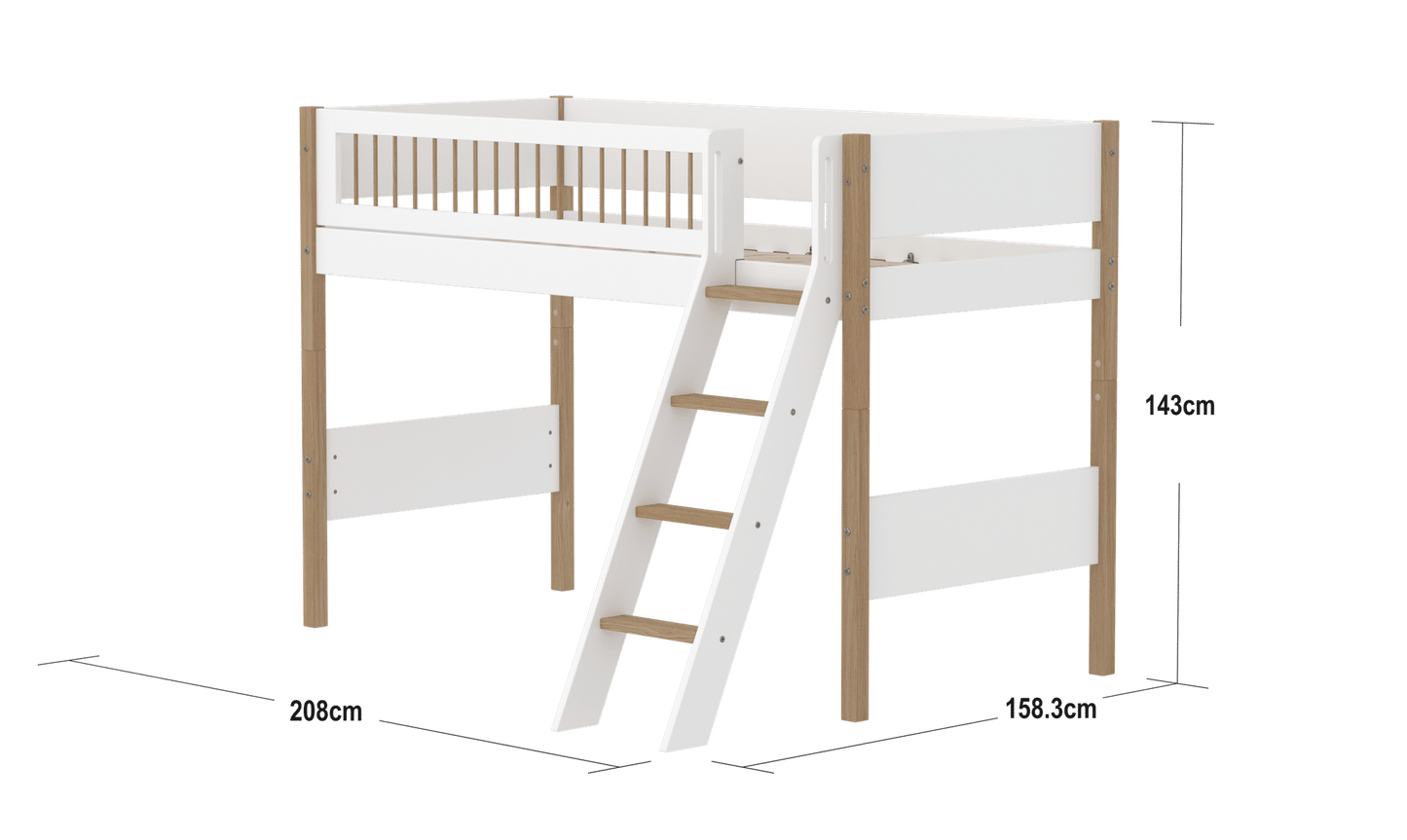 FLEXA Nor Semi-high bed with slanting ladder-Little Nordic