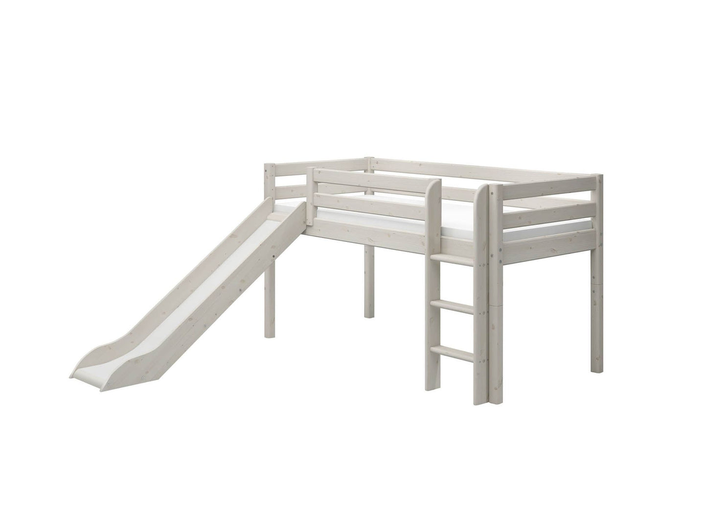 FLEXA Classic Mid-high bed with straight ladder and slide-Little Nordic