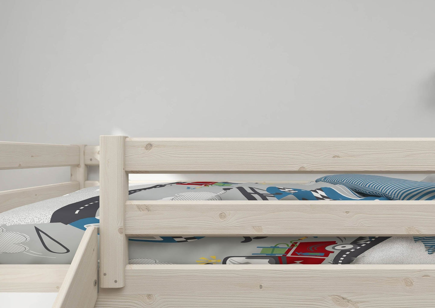 FLEXA Classic Mid-high bed with straight ladder and slide-Little Nordic