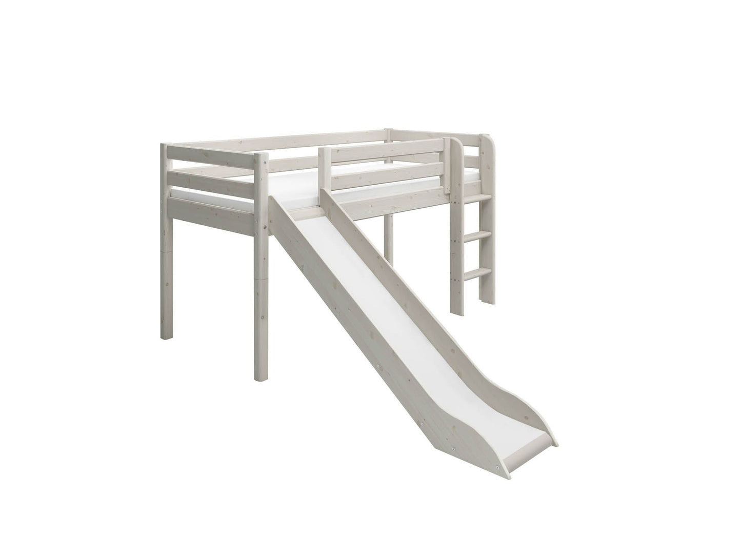 FLEXA Classic Mid-high bed with straight ladder and slide-Little Nordic