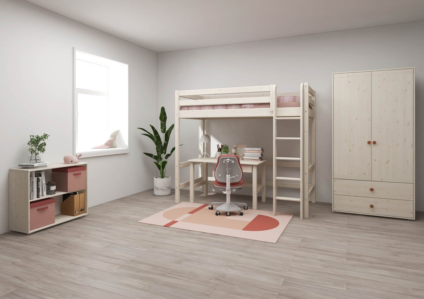 FLEXA High bed with straight ladder-Little Nordic