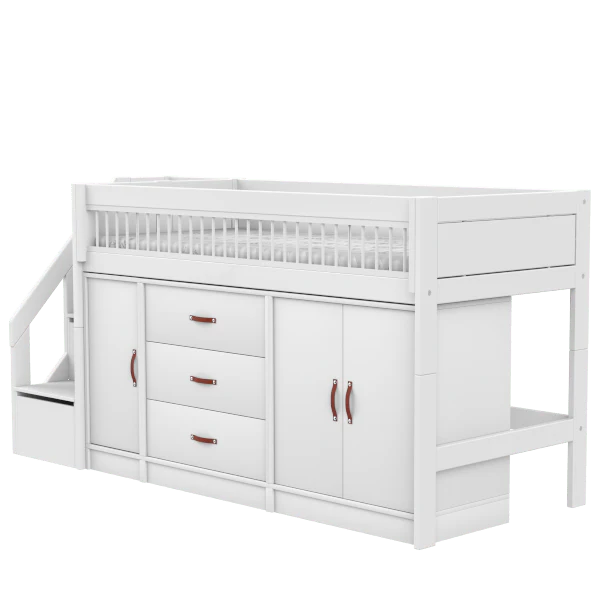 Lifetime Kidsrooms ALL-IN-ONE Mid Sleeper Bed with stepladder, Pine, 90x200 cm