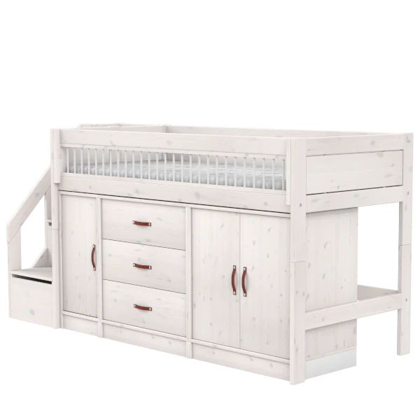 Lifetime Kidsrooms ALL-IN-ONE Mid Sleeper Bed with stepladder, Pine, 90x200 cm
