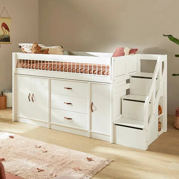 Lifetime Kidsrooms ALL-IN-ONE Mid Sleeper Bed with stepladder, Pine, 90x200 cm