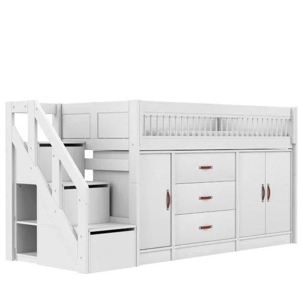 Lifetime Kidsrooms ALL-IN-ONE Mid Sleeper Bed with stepladder, Pine, 90x200 cm