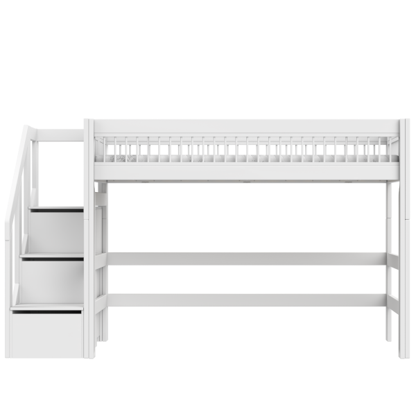 Low loft bed with stepladder - Breeze-Little Nordic