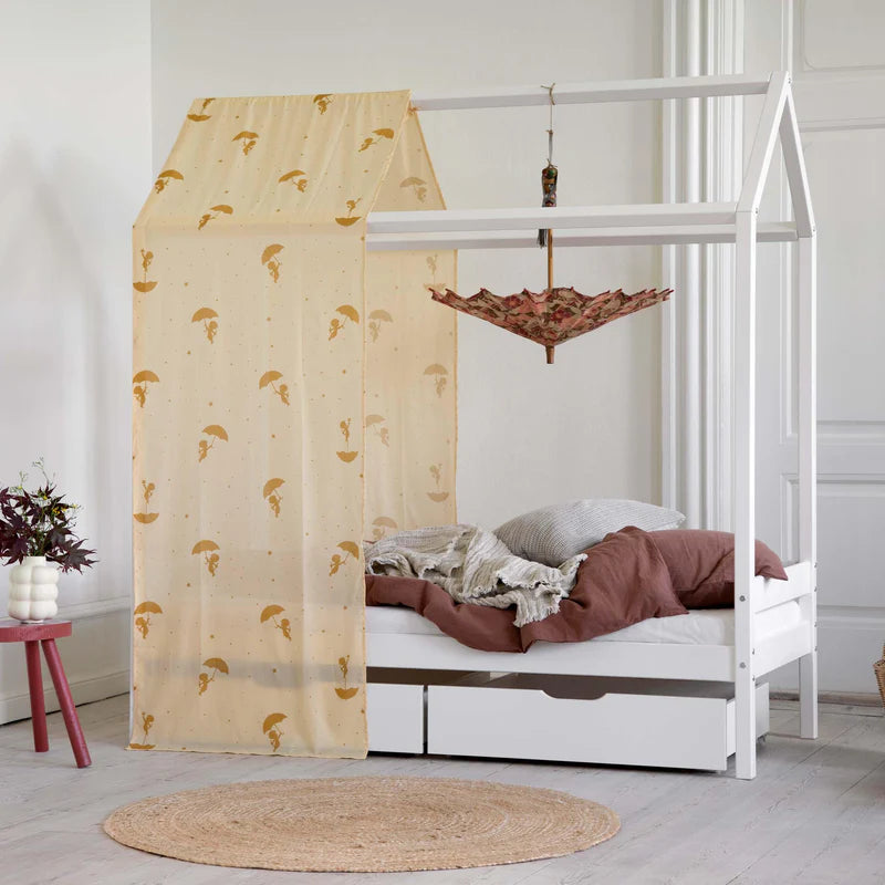 Hoppekids Ole Lukoie Bed Curtain for House Bed, Yellow-Little Nordic