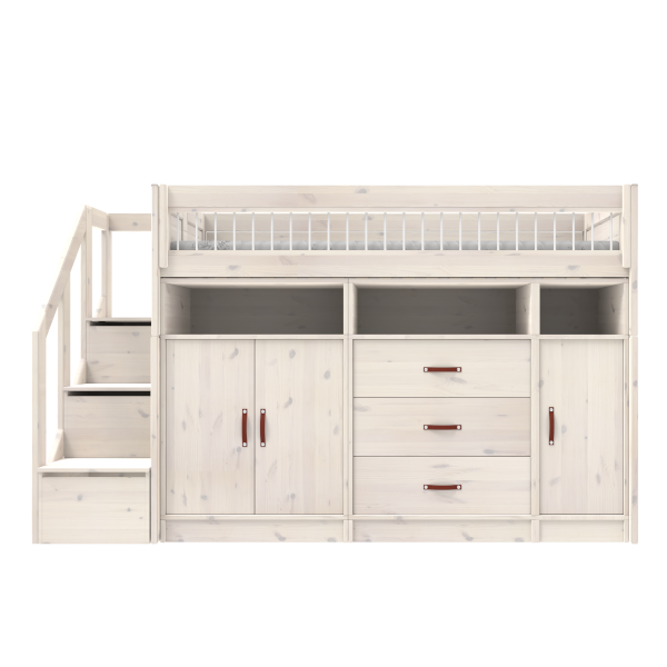 ALL-IN-ONE low loft bed with stepladder 152 cm-Little Nordic