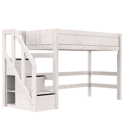 Low loft bed with stepladder-Little Nordic