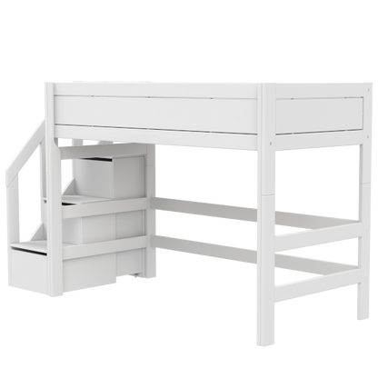 Low loft bed with stepladder-Little Nordic