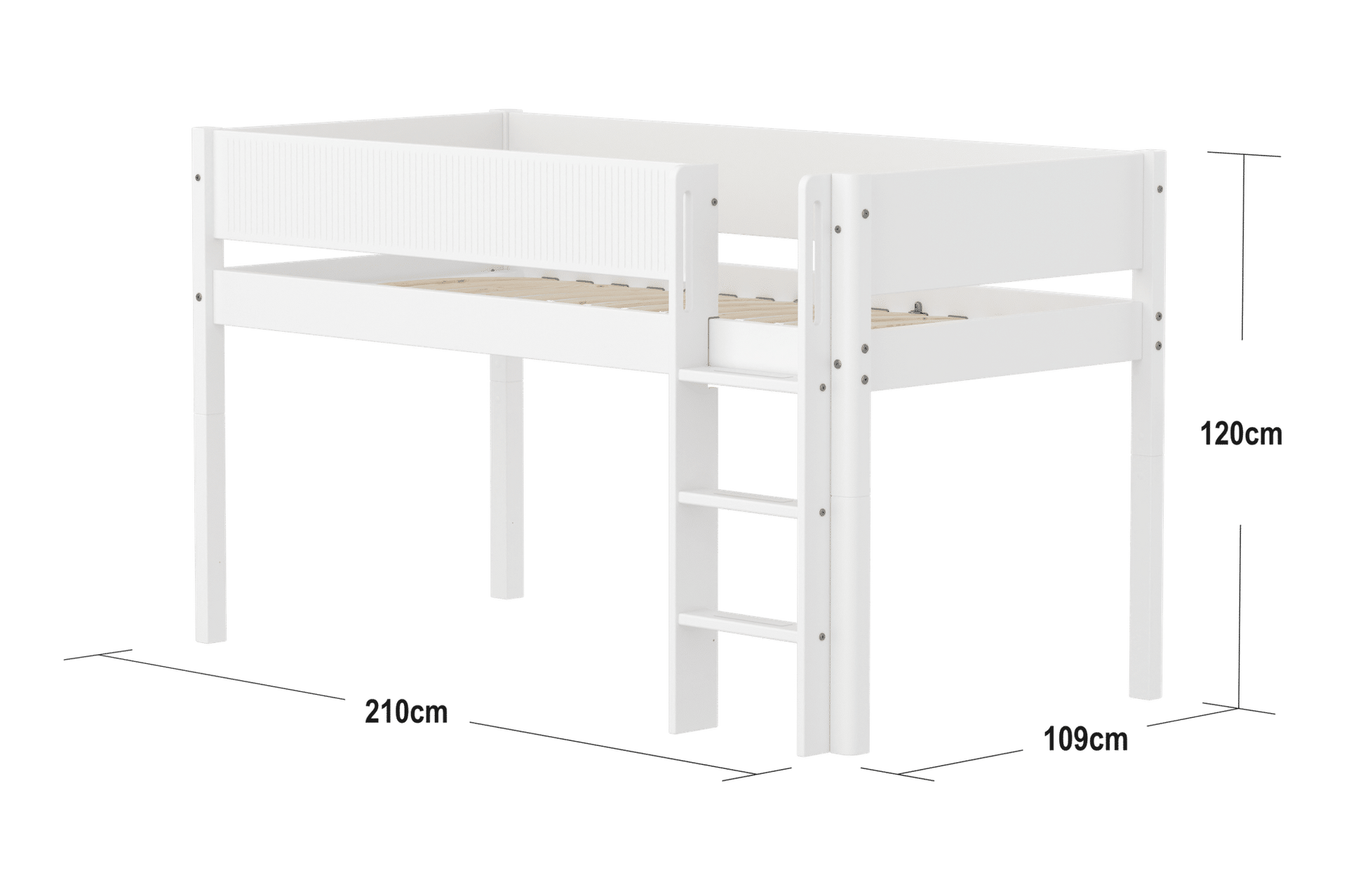 FLEXA Mid-high bed with straight ladder-Little Nordic