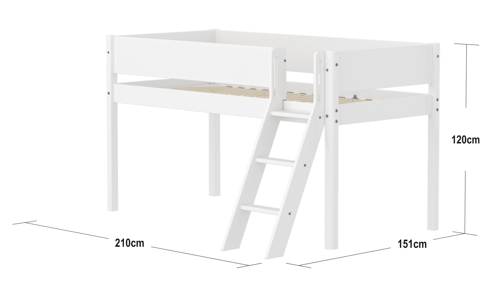 FLEXA Mid-high bed with slanting ladder-Little Nordic