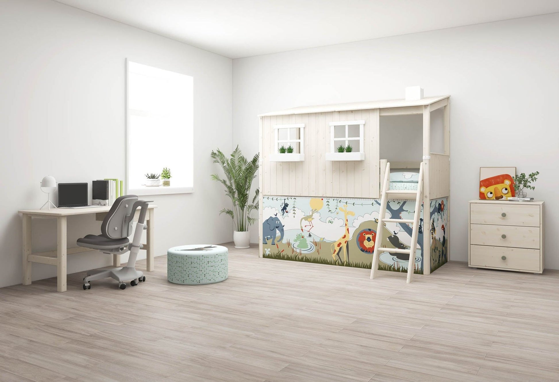 FLEXA Mid-high Playhouse Bed-Little Nordic