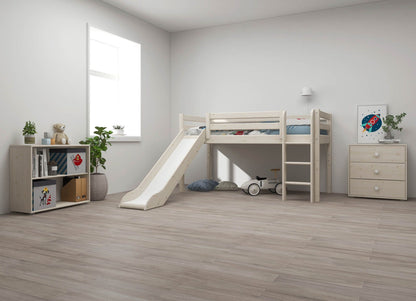 FLEXA Classic Mid-high bed with straight ladder and slide-Little Nordic