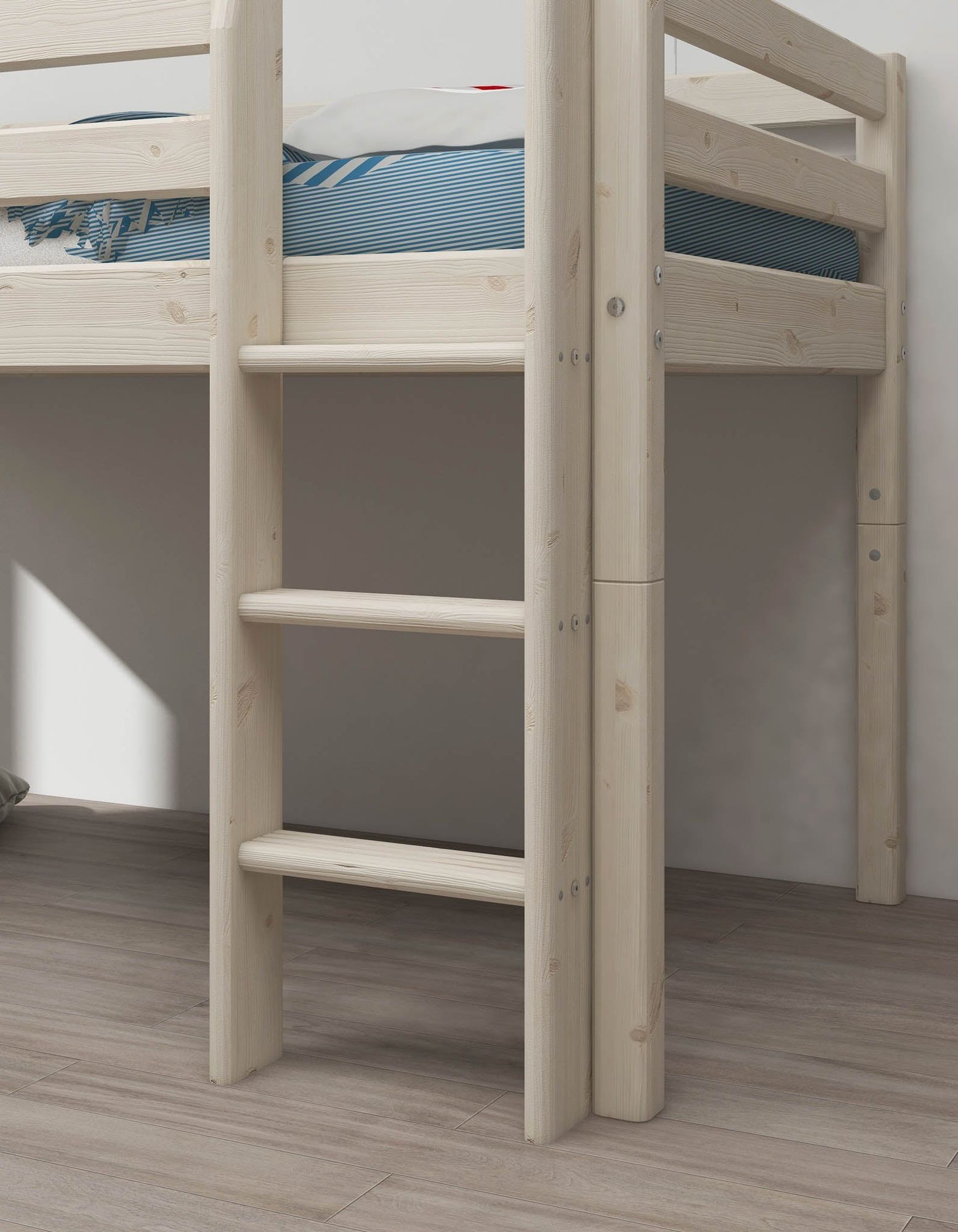 FLEXA Classic Mid-high bed with straight ladder and slide-Little Nordic