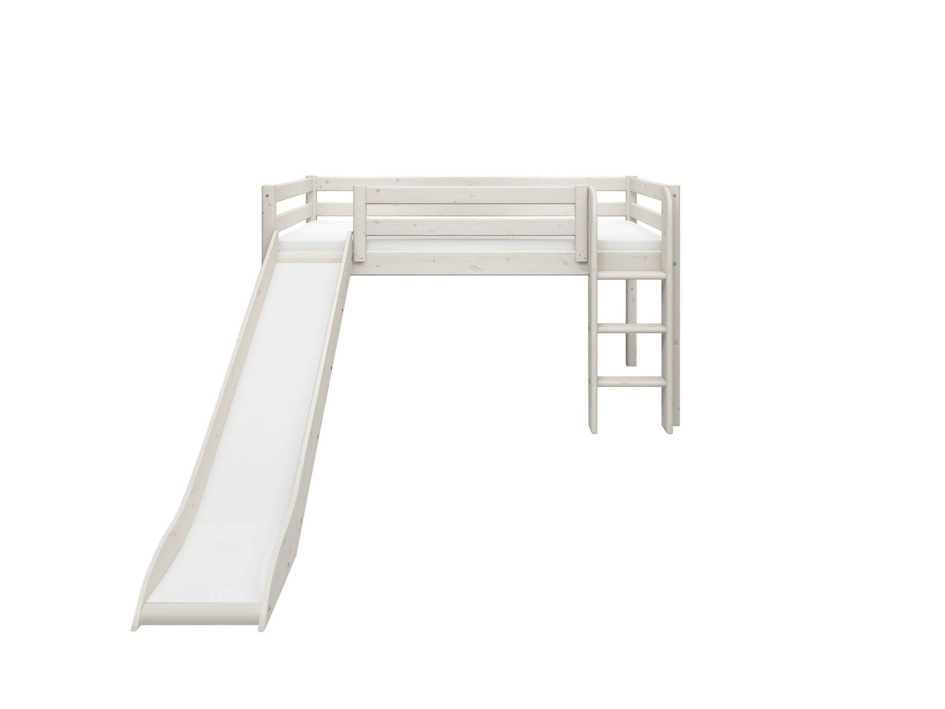 FLEXA Classic Mid-high bed with straight ladder and slide-Little Nordic