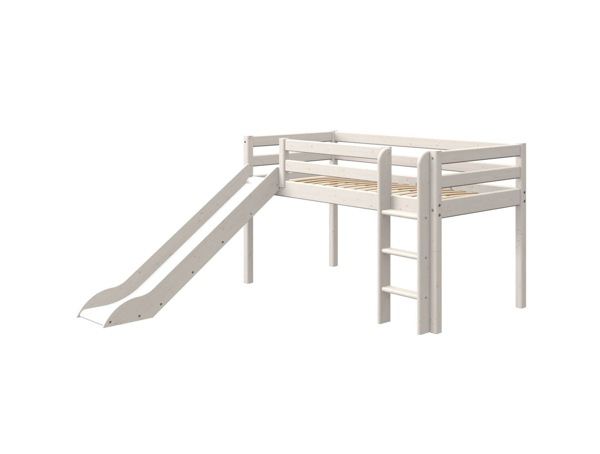 FLEXA Classic Mid-high bed with straight ladder and slide-Little Nordic