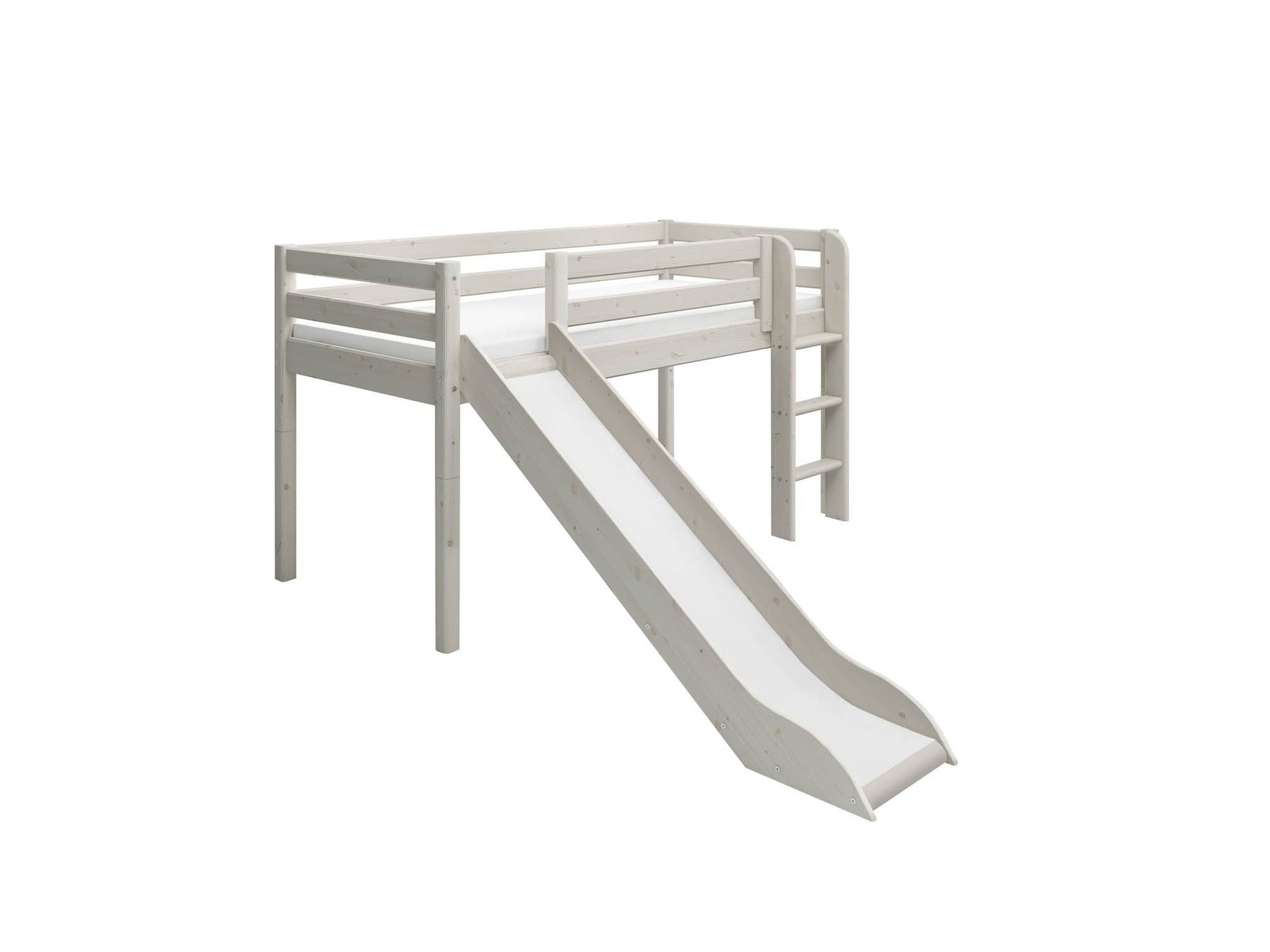 FLEXA Classic Mid-high bed with straight ladder and slide-Little Nordic