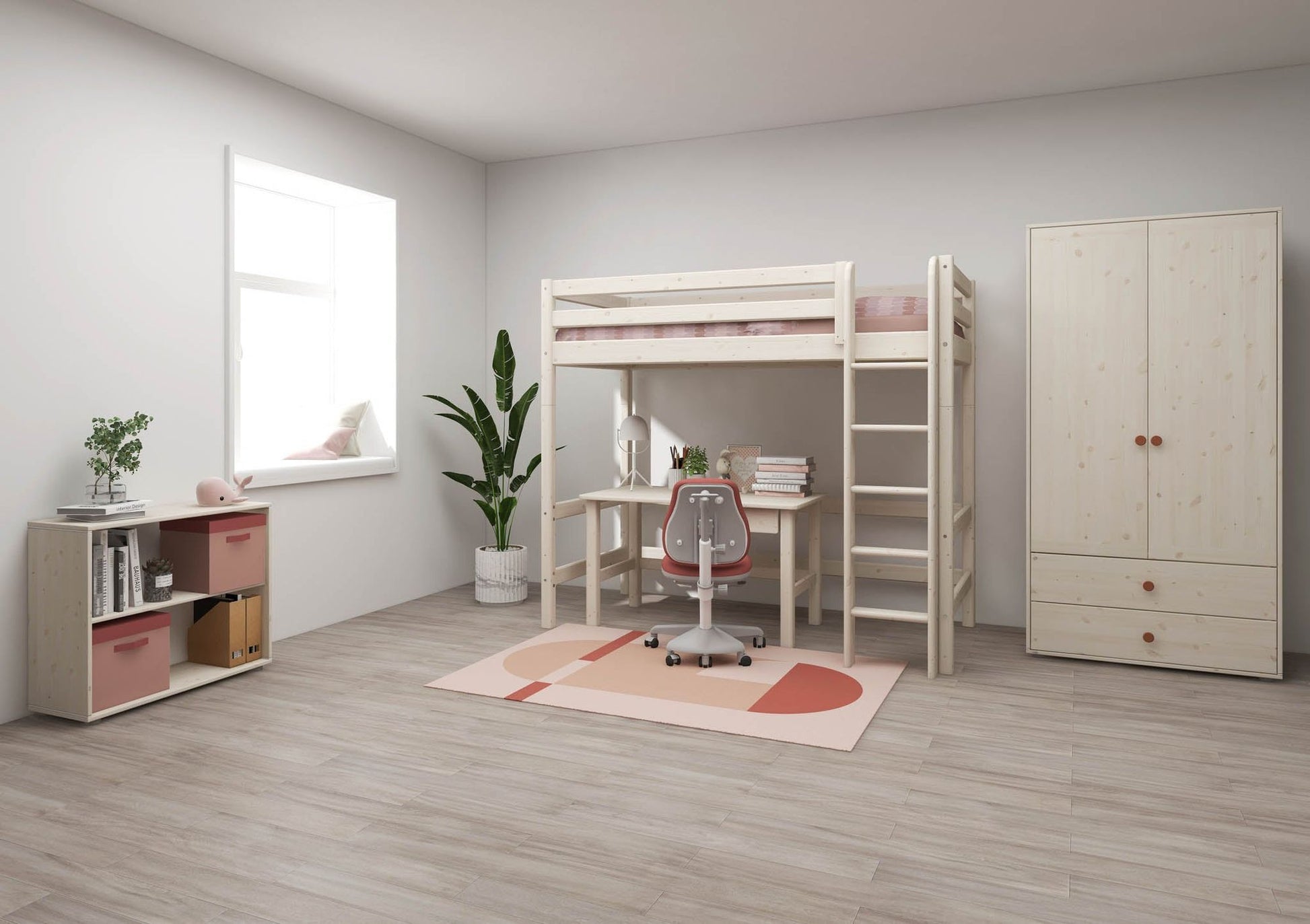 FLEXA High bed with straight ladder-Little Nordic