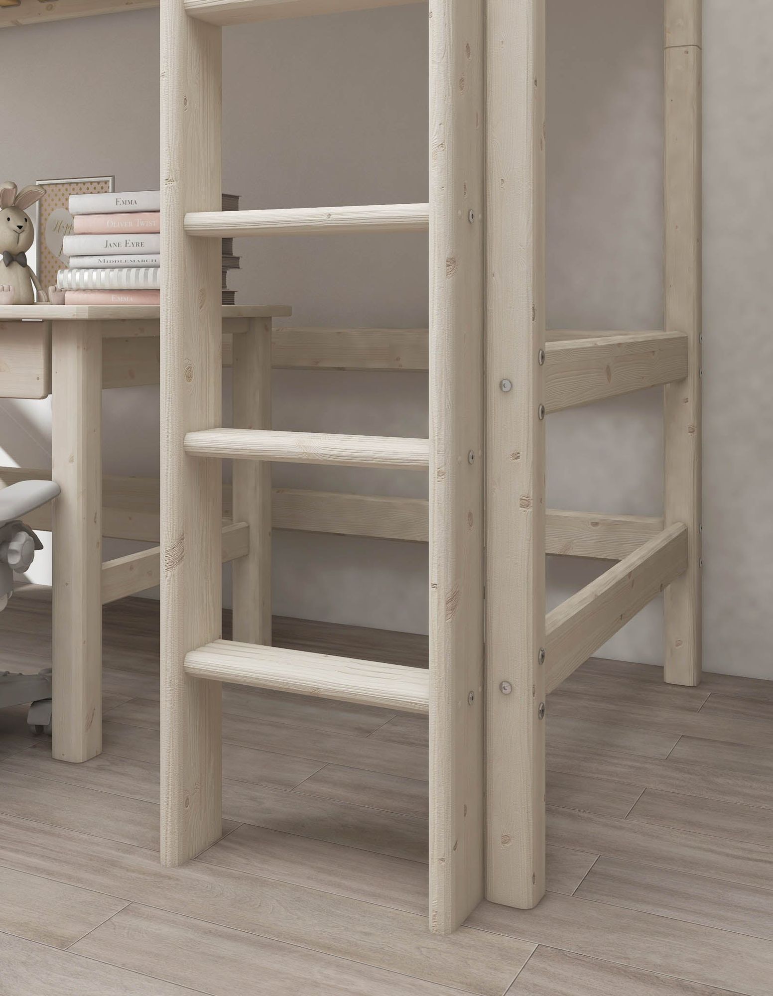 FLEXA High bed with straight ladder-Little Nordic