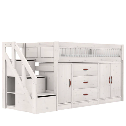 Lifetime Kidsrooms ALL-IN-ONE Mid Sleeper Bed with stepladder, Pine, 90x200 cm