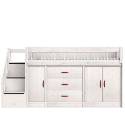 Lifetime Kidsrooms ALL-IN-ONE Mid Sleeper Bed with stepladder, Pine, 90x200 cm