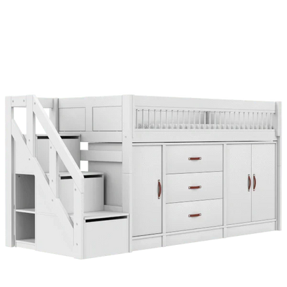 Lifetime Kidsrooms ALL-IN-ONE Mid Sleeper Bed with stepladder, Pine, 90x200 cm